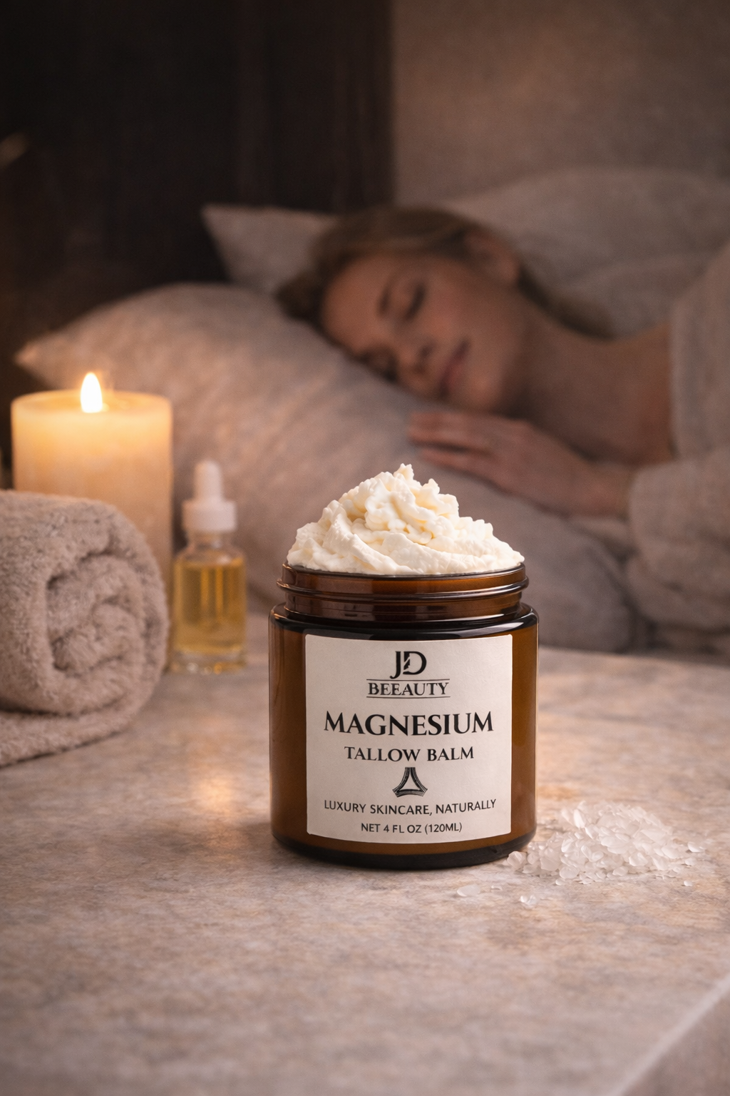 JD Beauty Magnesium Tallow Balm – Relaxing Night Balm for Sleep & Skin Repair |