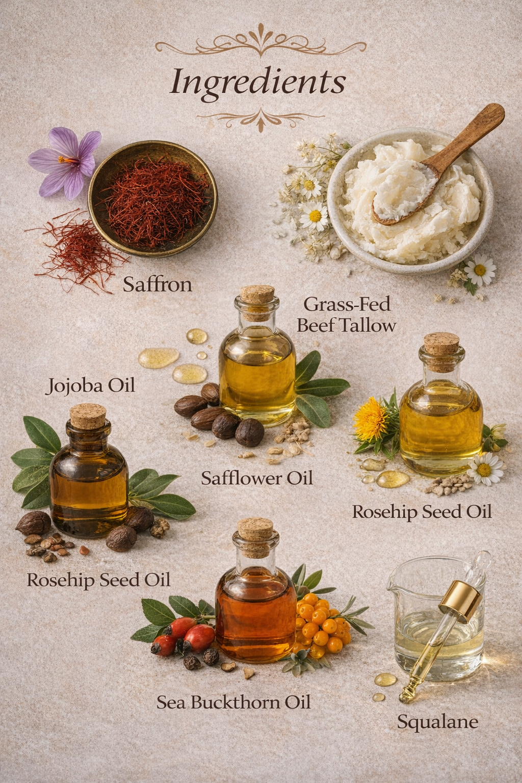 Saffron & Tallow Facial Elixir | Luxury Natural Face Oil 