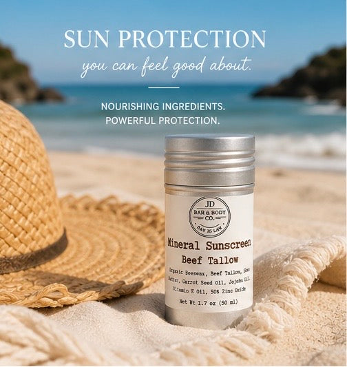 Mineral Sunscreen Balm Stick SPF | Grass-Fed Beef Tallow | Zinc Oxide Sun Protec