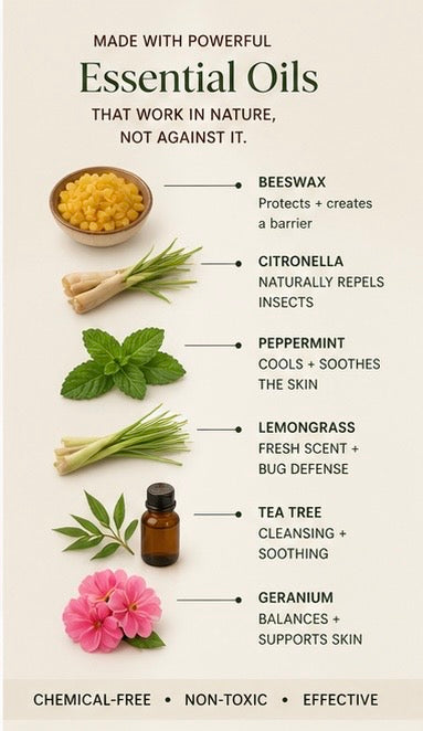 Natural DEET-Free Insect Repellent Balm Stick | Organic Essential Oils
