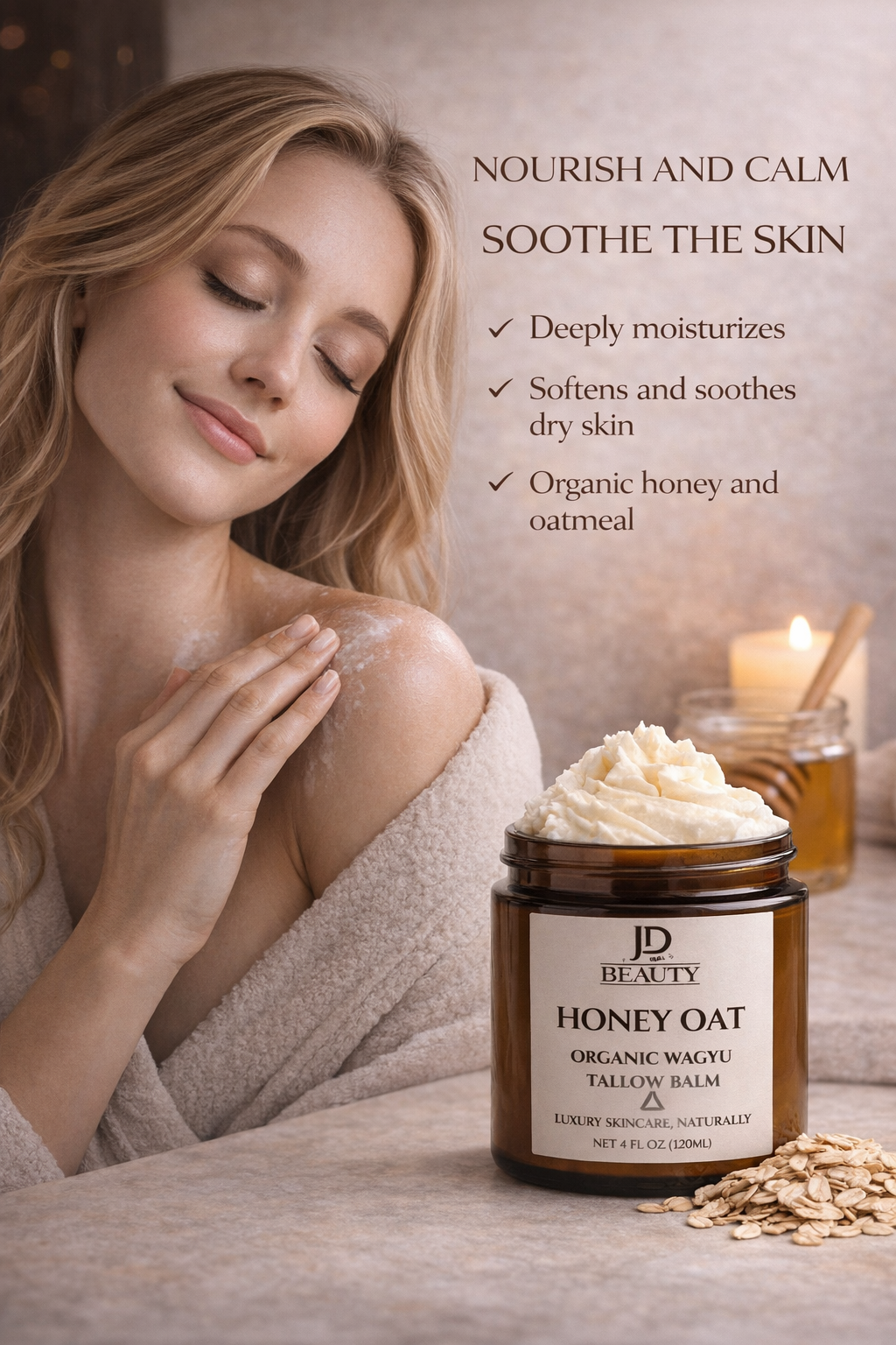 JD Beauty Honey Oat Tallow Balm – Soothing Moisturizer for Sensitive & Dry Skin