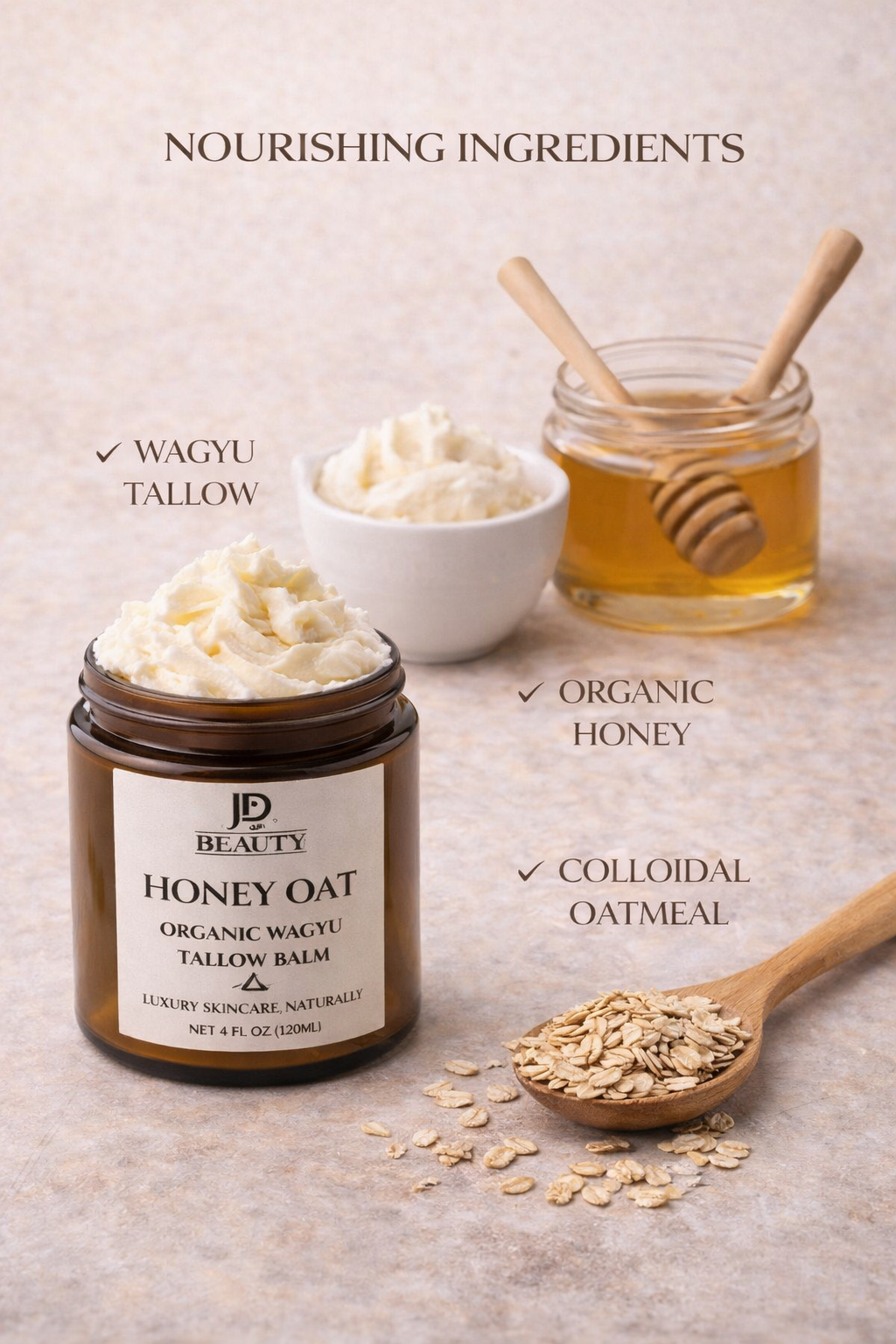 JD Beauty Honey Oat Tallow Balm – Soothing Moisturizer for Sensitive & Dry Skin