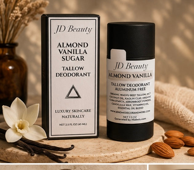 JD Beauty Almond Vanilla Sugar Tallow Deodorant | Aluminum-Free Natural Deodoran