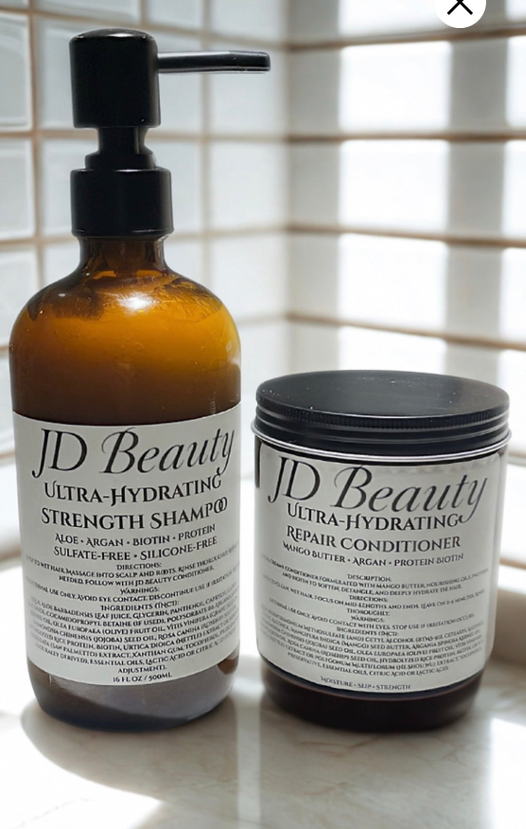 JD Beauty Ultra-Hydrating Shampoo & Repair Conditioner Set | Aloe, Argan, Biotin