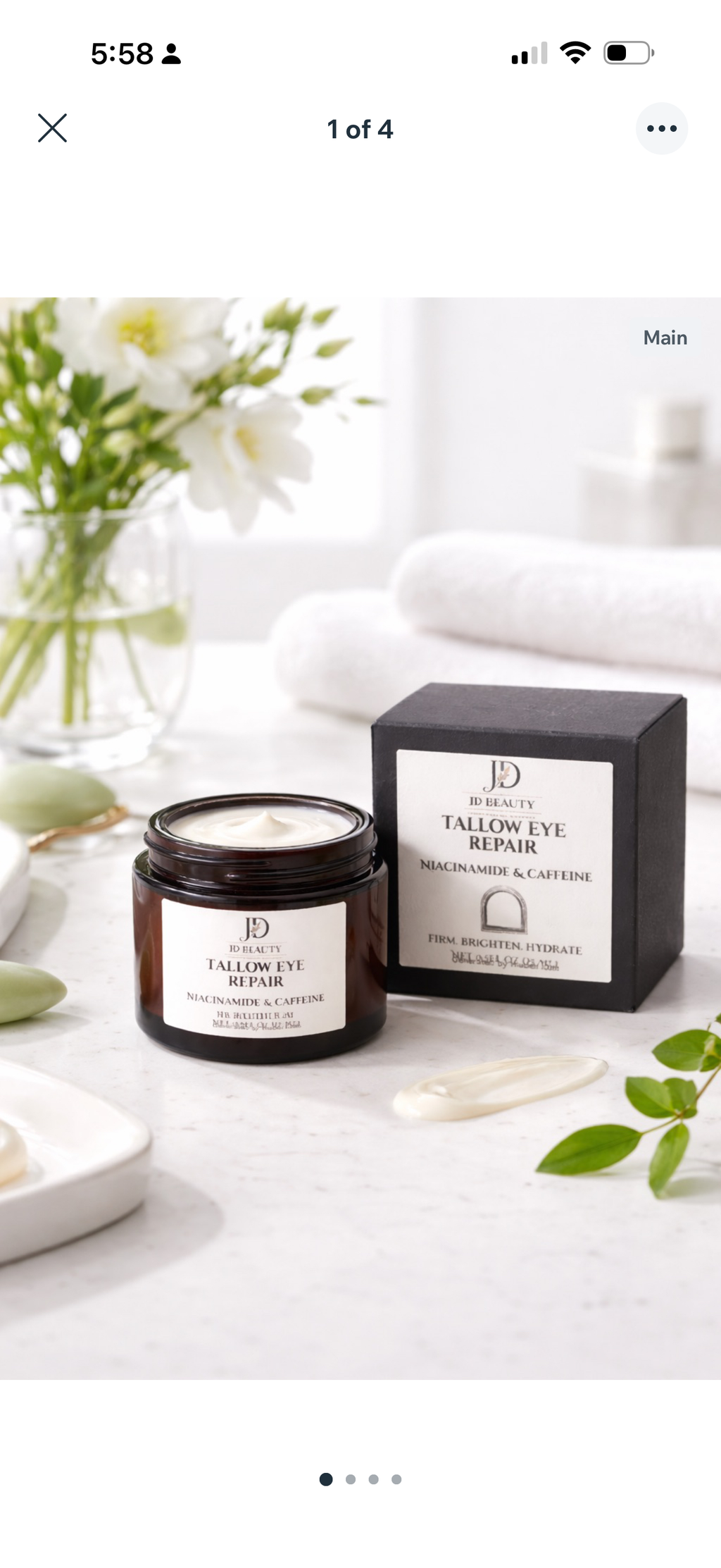 JD Beauty Tallow Eye Repair Cream – Niacinamide & Caffeine