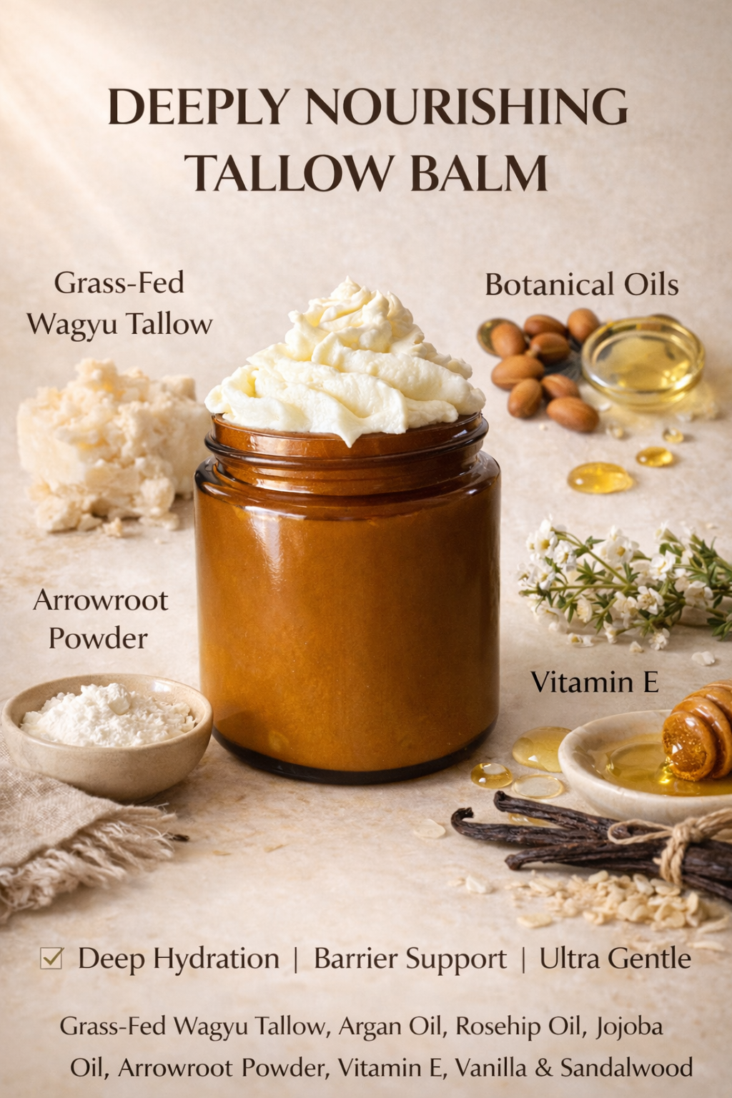 Argan Oil Whipped Tallow Balm-Deep Nourishing Barrier