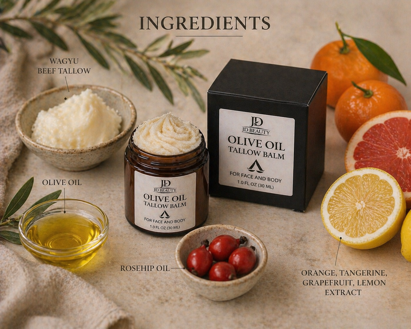 Olive Oil Tallow Balm – Nourishing Face & Body Moisturizer